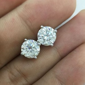 Moissanite Stud, Sterling Silver/10k/14k/18k Gold, Moissanite Wedding Earring, 3-9mm Diamond Substitute Moissanite Stud Earring For Woman,