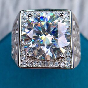 5ct man Moissanite Ring, Big Moissanite Ring,D color VVS Moissanite Wedding Ring For Mens, Ring For Father and Husband, Diamond Substitute