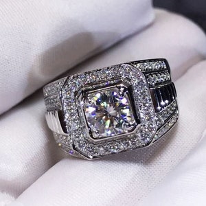 Moissanite ring Men, 14k Solid Gold Engagement Ring For men, D Color VVS Moissanite Certified gemstone, Mens weddign Ring