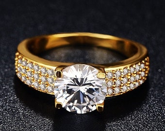 Moissanite Ring,14k Solid Gold Moissanite Engagement Ring, D color VVS Certified Moissanite Wedding ring For women