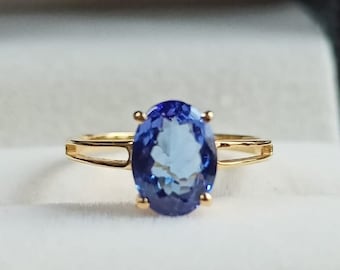 Natuurlijke Tanzanite Ring, 925 Sterling Zilver/14k Solid Gold Tanzanite Solitaire Verlovingsring, 4x6mm 1ct Blauwe Tanzanite Ring voor vrouw