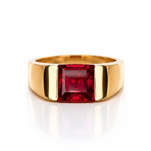 10k/14k Solid Gold Engagement Ring for men, 2ct Red Ruby Gemstone, July Birthstone