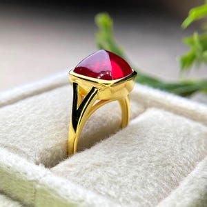 8ct Ruby Gold Ring, Solid Gold Ring for Women, 10mm Sugar Loaf Cut, July Birthstone, Wedding Gift Ring, Ruby Women Ring, 18k Solid Gold Ruby Ring