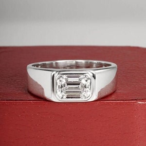 Moissanite Ring, D Farbe VVS Zertifiziert Moissanite Herren Verlobungsring, 14k Gelbgold Moissanite Ehering für Männer, Geschenkring der Männer