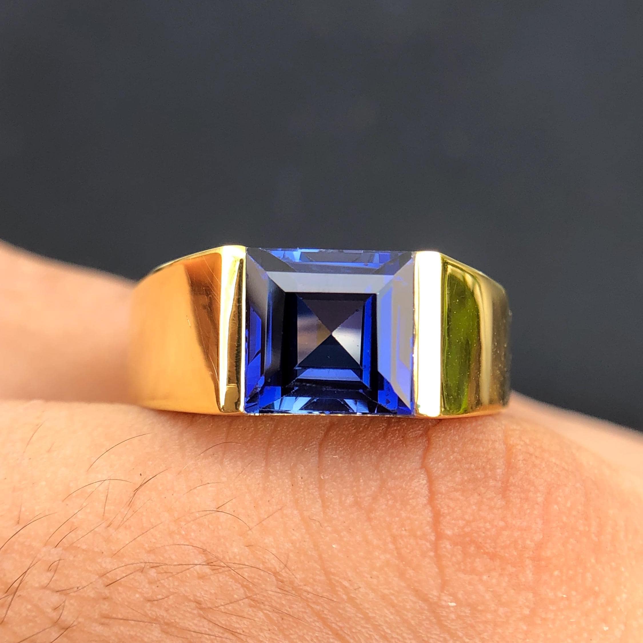 Diamond Ring For Men's Natural Blue Sapphire Ring Blue