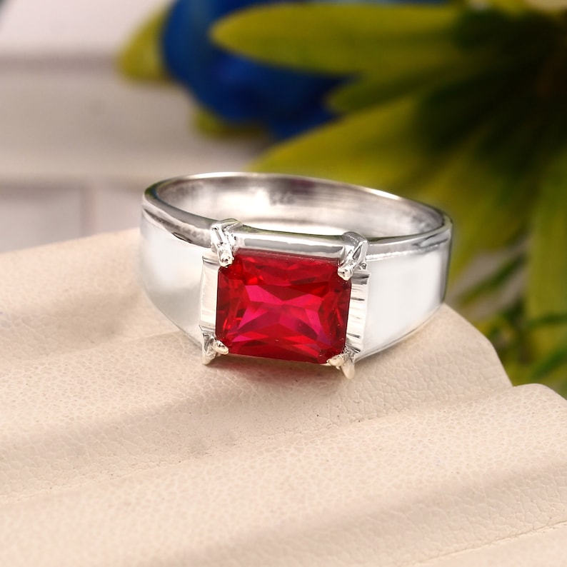 Red Ruby Ring for man July Birthstone Ruby Engagement ring For man, anniversary Gift
