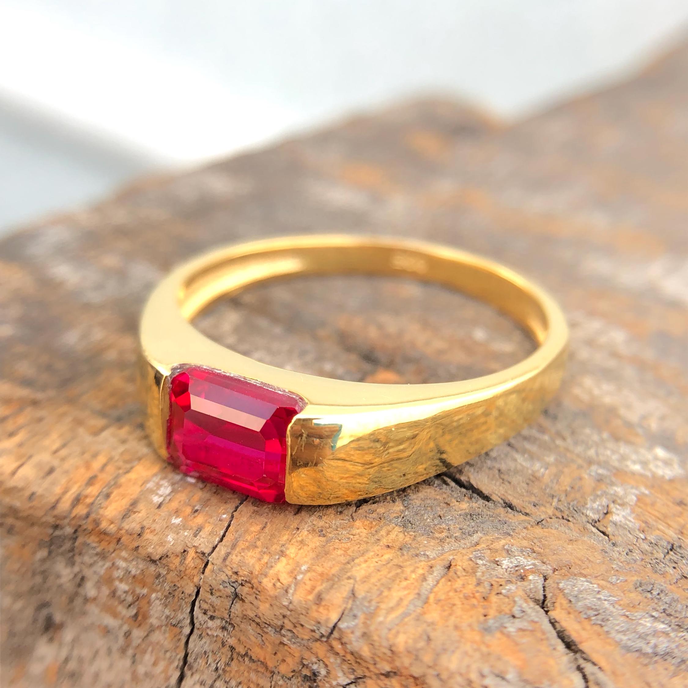 Key Rings Ruby Nme Ruby Men's Ring, 14k Solid Gold Ruby Engagement Ring ,7x5mm Emerald Cut ...