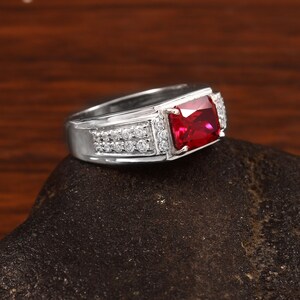 Key Rings Ruby Nme Ruby Mens Ring, 925 Sterling Silver Ruby Engagement Ring for Man, 3ct ...