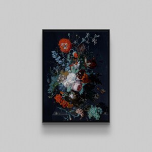 Still Life of Flowers and Fruit Framed Canvas Wall Art For Living Room or Dining Room, Still Life Fruit