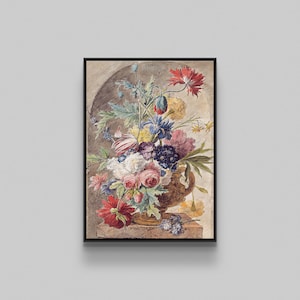 Flower Still Life Framed Canvas Wall Art For Living Room or Dining Room, Still Life Flowers