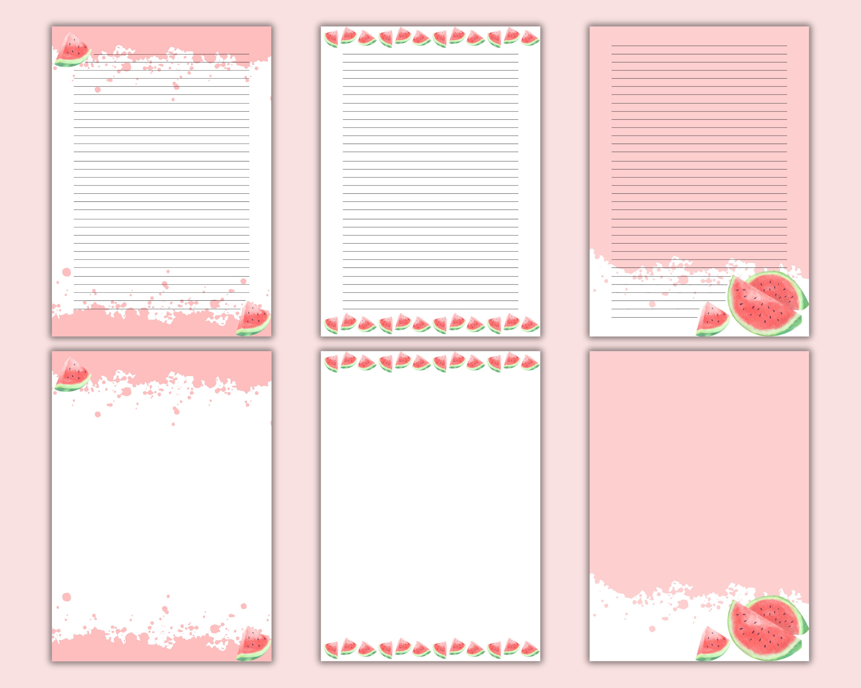 Watermelon Stationery Printables Watermelon Notepaper Summer Notepaper ...