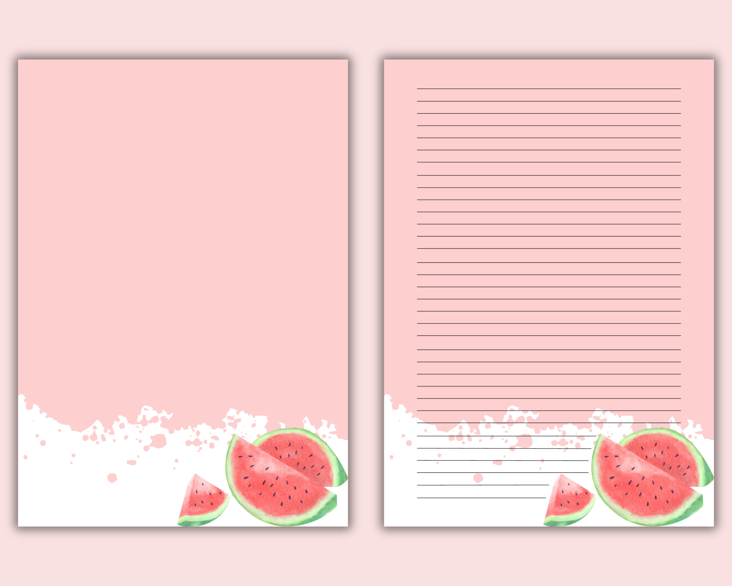 Watermelon Stationery Printables Watermelon Notepaper Summer Notepaper ...