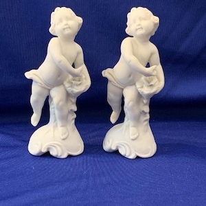 Pair of Vintage Ardalt Bisque Porcelain Cherubs 7390 Japan