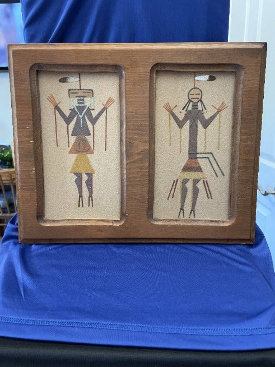 Vintage Navajo Double Framed Sand Painting of Yei Dancer Etsy