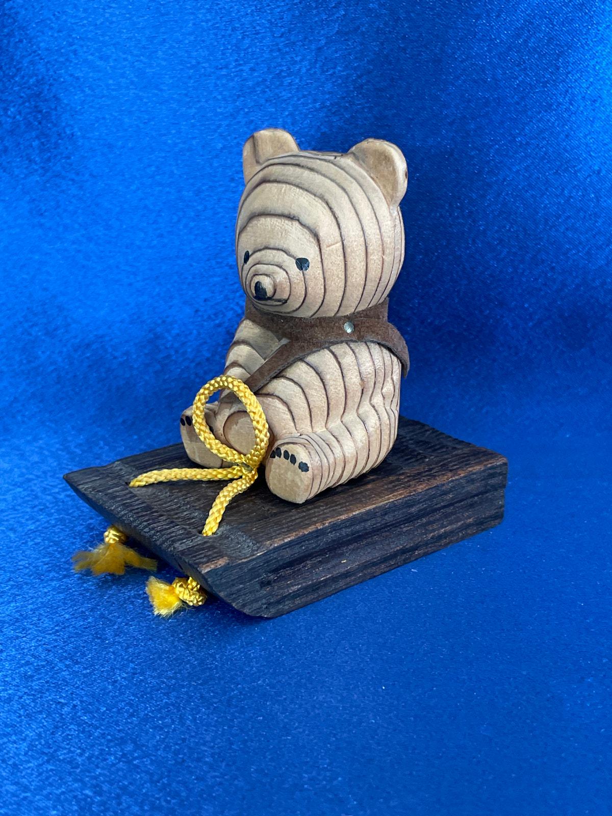 Vintage Japanese Kuma Bokka Carved Wood Bear Sitting on Sled - Etsy