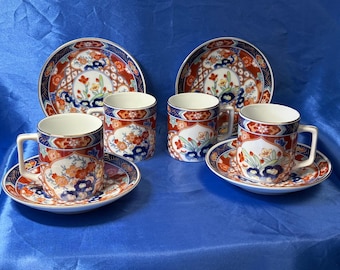 Set van 4 Andra by Sadek kopjes en schotels met Japans design.