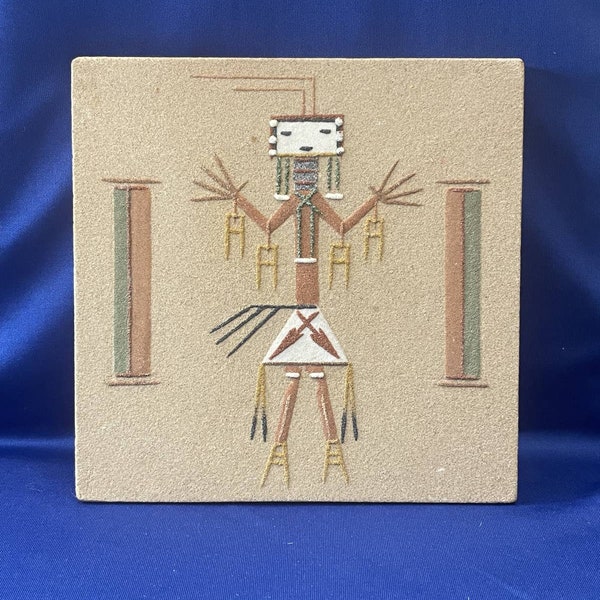 Vintage Native American Sand Painting Healing Holy Man