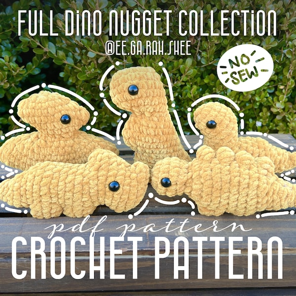 The Complete Dino Nugget Crochet Pattern NO SEW PDF Download Amigurumi