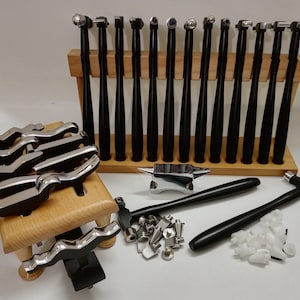 Forming and Raising Set - Designer Hammers, Forming Stakes, Double Horn Mini Anvil, Hammers with Replaceable steel and plastic tips
