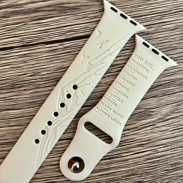 You are beautiful scripture band mountain, floral, or monogram options for Apple Watch and Samsung Watches 20mm and 22mm