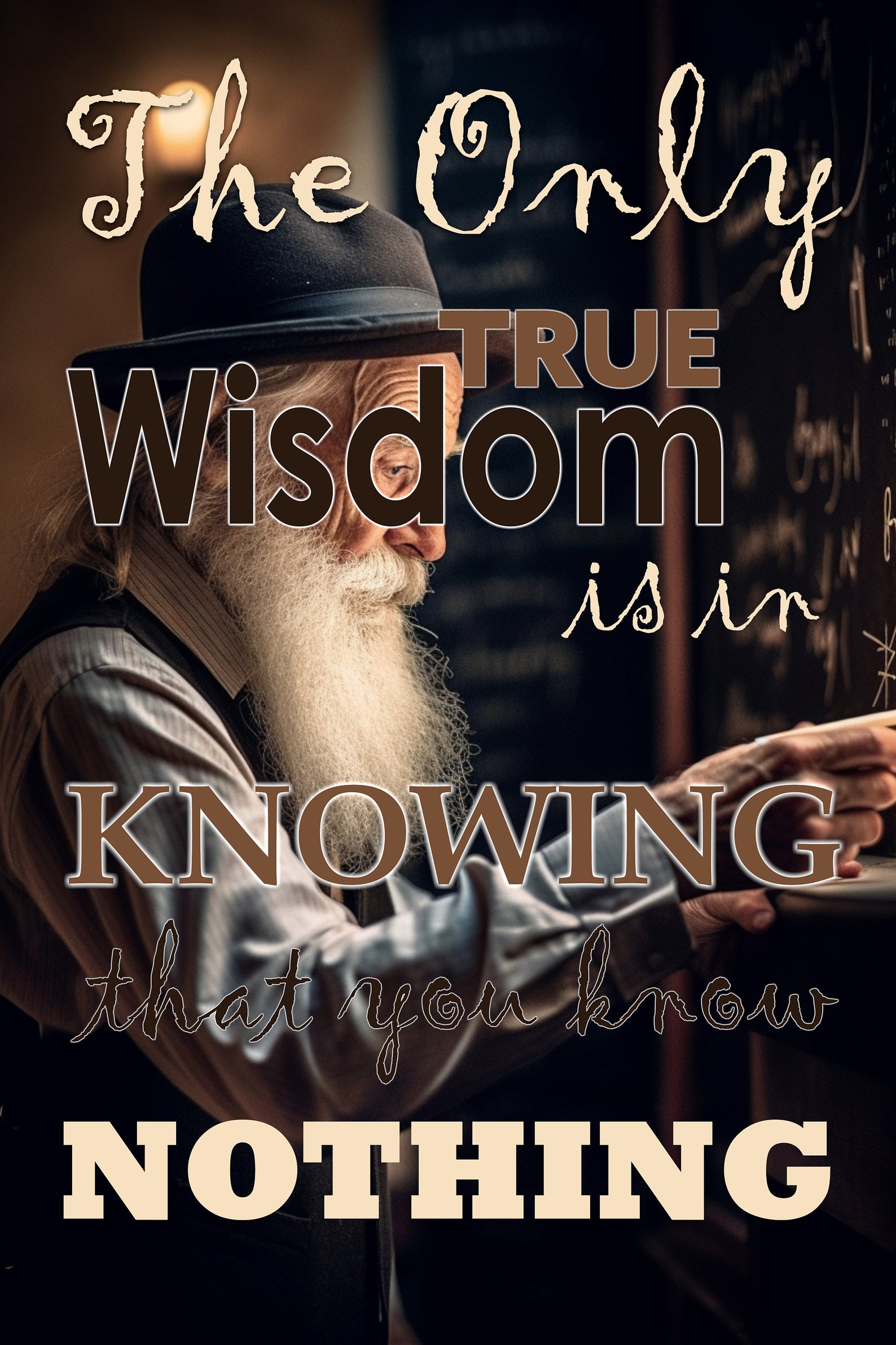 Only True Wisdom Poster, Inspirational Quote Print Gift, Digital ...