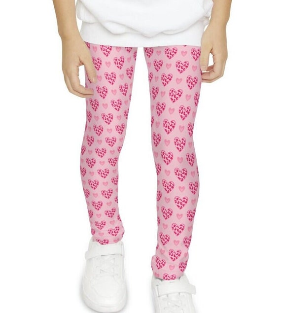 Heart Girl Leggings, All Girl Sizes, Girls Leggings, Valentine