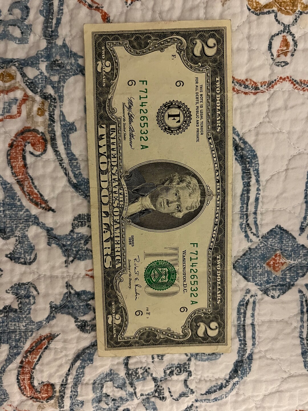 RARE Mixed Ladder Serial Number 1995 2 Dollar Bill in Etsy