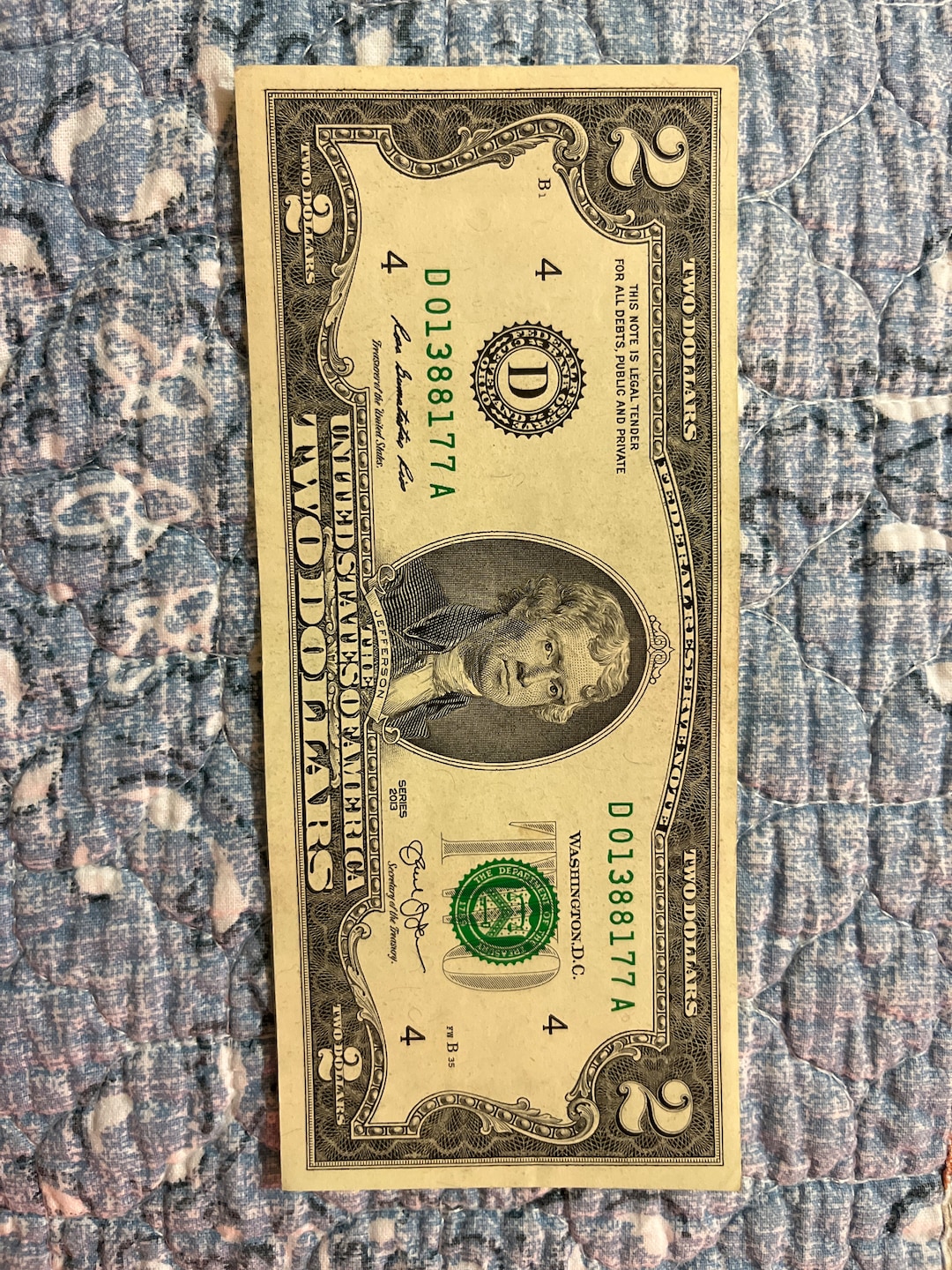 How Much Is The 2013 2 Dollar Bill Worth