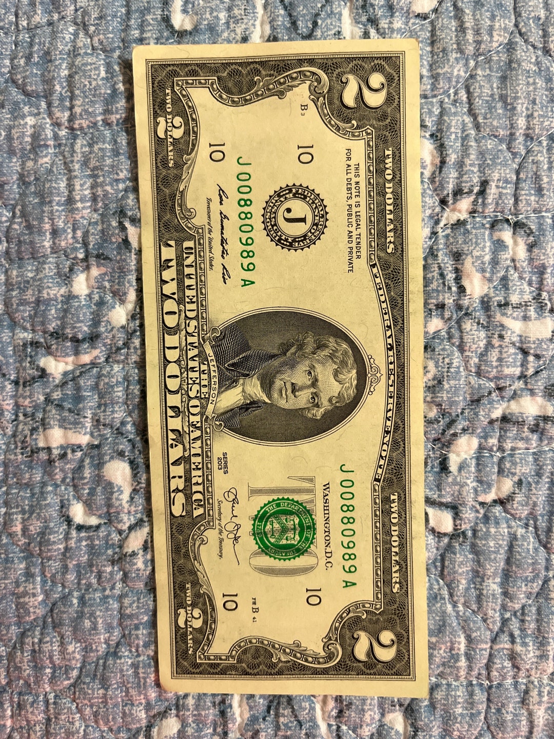 2013-2-dollar-bill-with-rare-low-fancy-serial-number-us-note-etsy