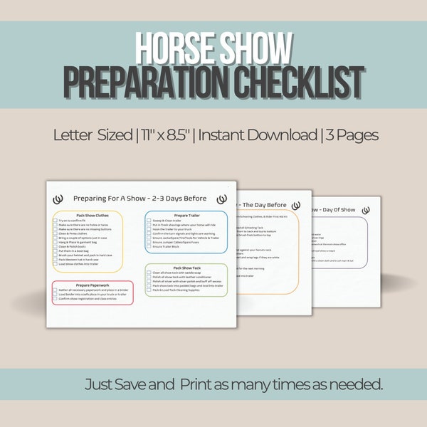 Horse show preparation checklist Equestrian event preparation Horse rider show checklist Equestrian competition organization show rider gift