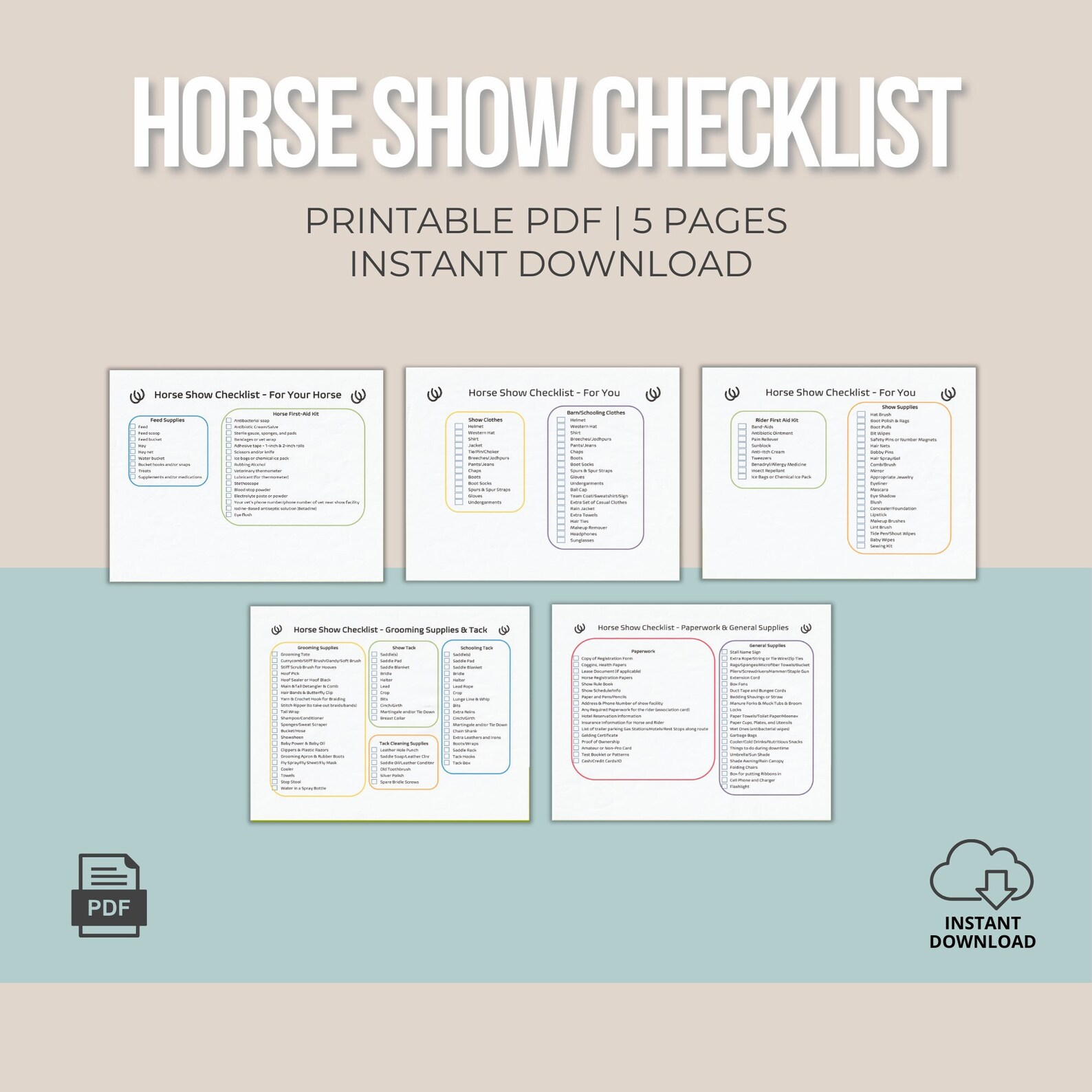 English Show Riding Form 4H Horse Show Checklist 4H Show Rider 4H Horse Competition Preparation ...