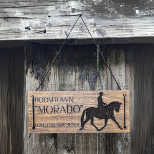 Wooden Horse Stall Sign with English Riding Theme Custom Engraved Name Plate for English Riders Personalized Equestrian Barn Decor gift