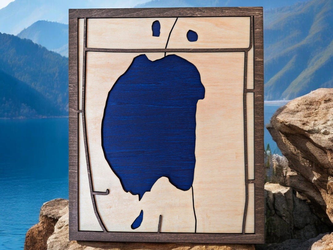 Lake House Decor Modern Rustic Wall Art Custom Lake Map Gift for ...