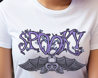 Spooky Halloween  bat Adult t-shirt, unisex, Teacher Halloween Shirt, Halloween Graphic Crewneck tee shirt, bat bats bat tee, cute spooky
