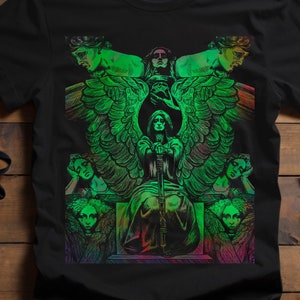 Weeps in color Goth Tee shirt, angel weeping a Haunted Hermit design t shirt, creepy, Halloween, alt-fashion, gothic, Grunge Clothes