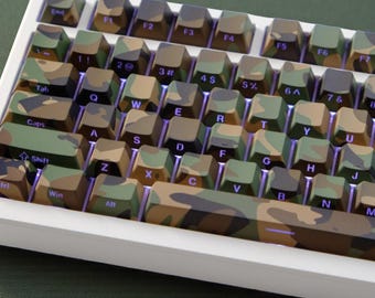 Tactical Camo PBT Keycap Set | Dye-Sub & Double Shot | Cherry Profile | 136 Keys