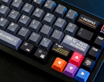 Hello World Programmer Keycaps | Cherry Profile Keycaps Set | PBT Material | Keycaps For MX Switch | GMk Clone Artisan Keycap Set
