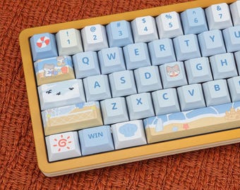 Summer Beach Keycap Set | Custom Keycaps | Cherry Profile PBT | 140 Keys | ISO Support