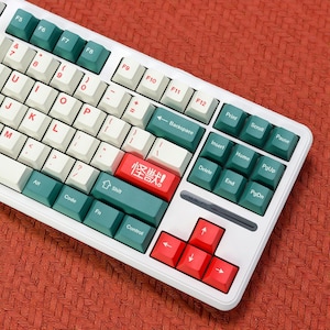 Japanische Tastenkappen | Tiefgrün & Rot PBT Set | Kirsch-Profil Bild 10