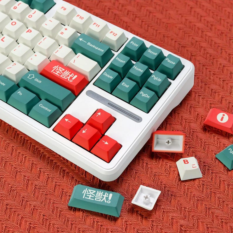 Japanische Tastenkappen | Tiefgrün & Rot PBT Set | Kirsch-Profil Bild 14