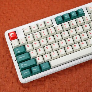 Japanische Tastenkappen | Tiefgrün & Rot PBT Set | Kirsch-Profil Bild 7