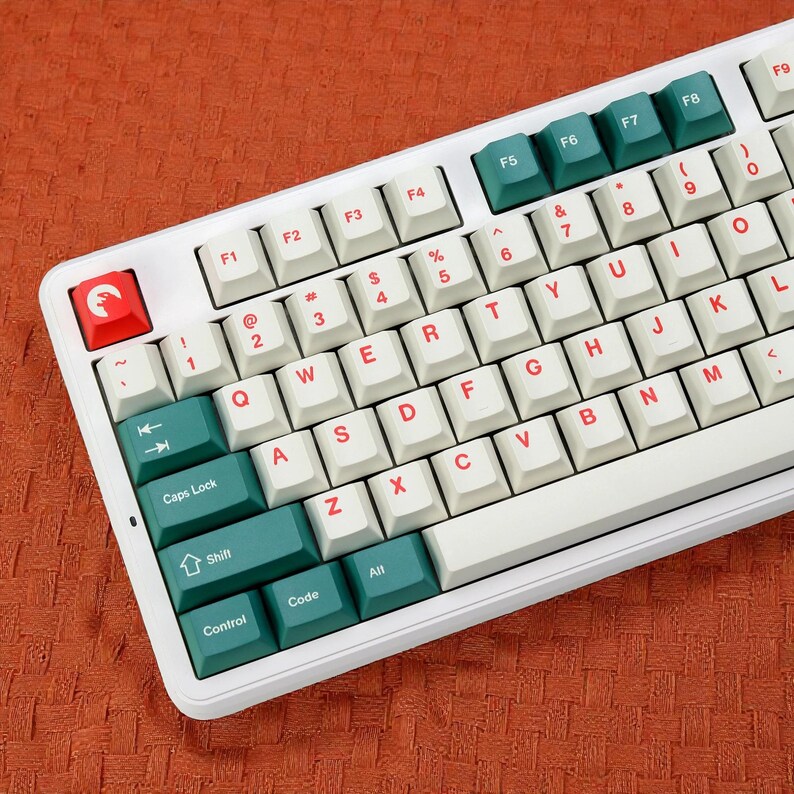 Japanische Tastenkappen | Tiefgrün & Rot PBT Set | Kirsch-Profil Bild 7