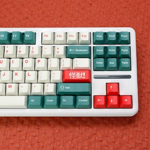 Japanische Tastenkappen | Tiefgrün & Rot PBT Set | Kirsch-Profil Bild 9