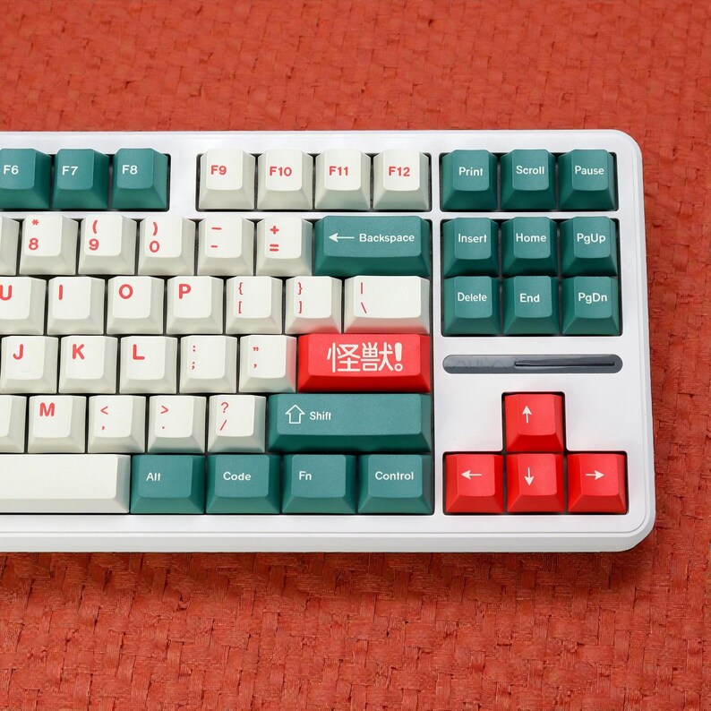 Japanische Tastenkappen | Tiefgrün & Rot PBT Set | Kirsch-Profil Bild 9