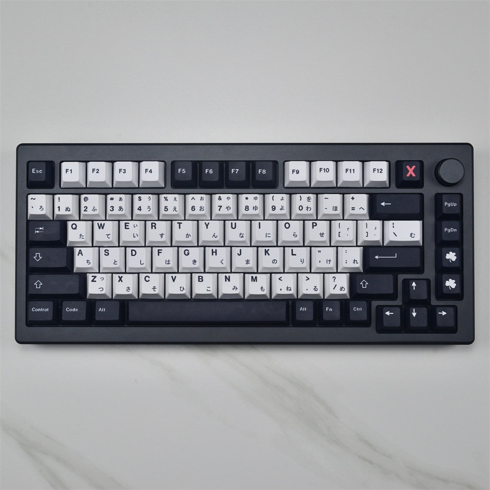 GMK Minimal Black and White Keycaps Cherry Profile Keycaps Set PBT Material Keycaps for MX