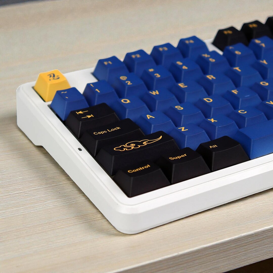 Backlit Samurai Keycaps Blue Samurai Keycaps | Japanese N Korean Layout Options | PBT Dye-sub ...