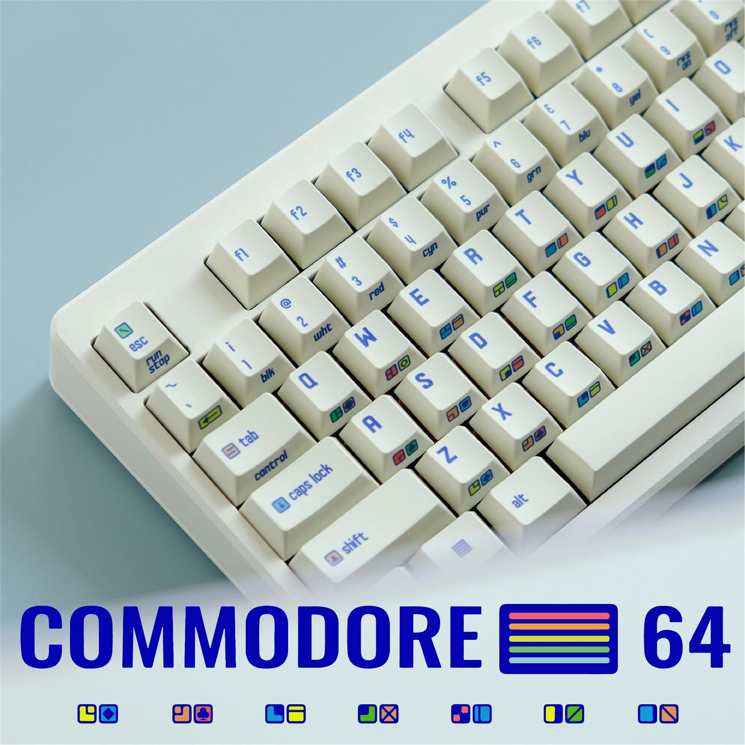 C64 Color Keys Commodore 64 Retro Keycap Set | Dye-sub PBT | Cherry Profile | 139 Keys ...
