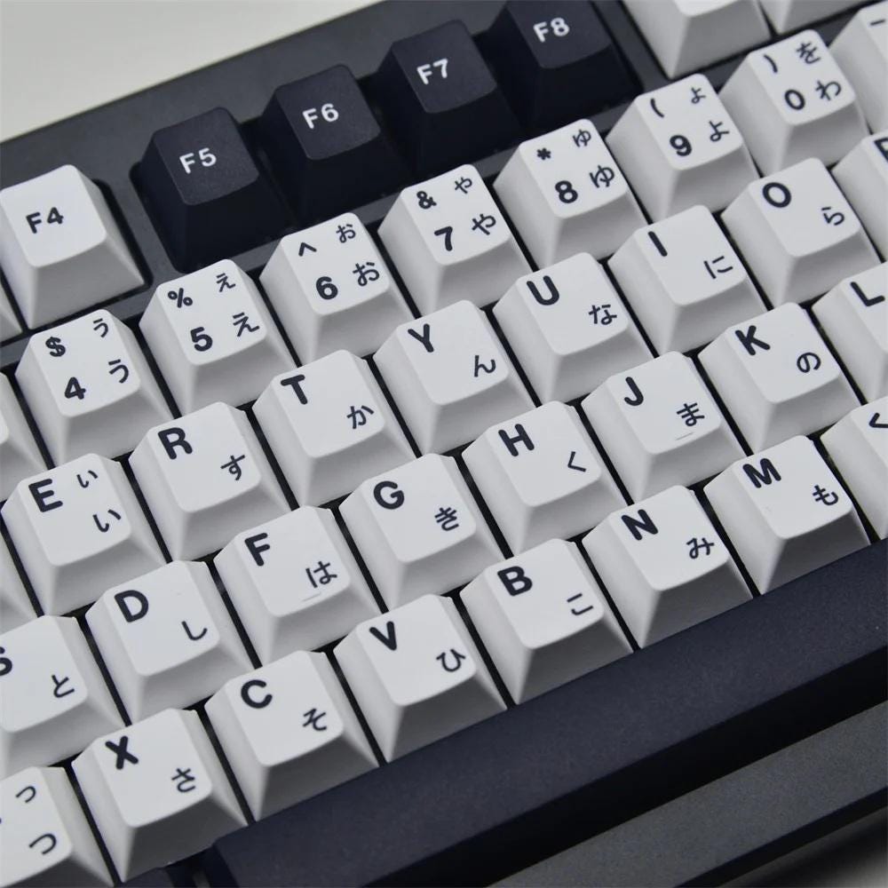Black N White Japanese PBT Keycap Set | 5-side Dye-sub | Cherry