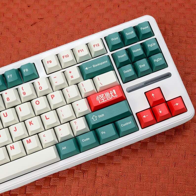 Japanische Tastenkappen | Tiefgrün & Rot PBT Set | Kirsch-Profil Bild 8