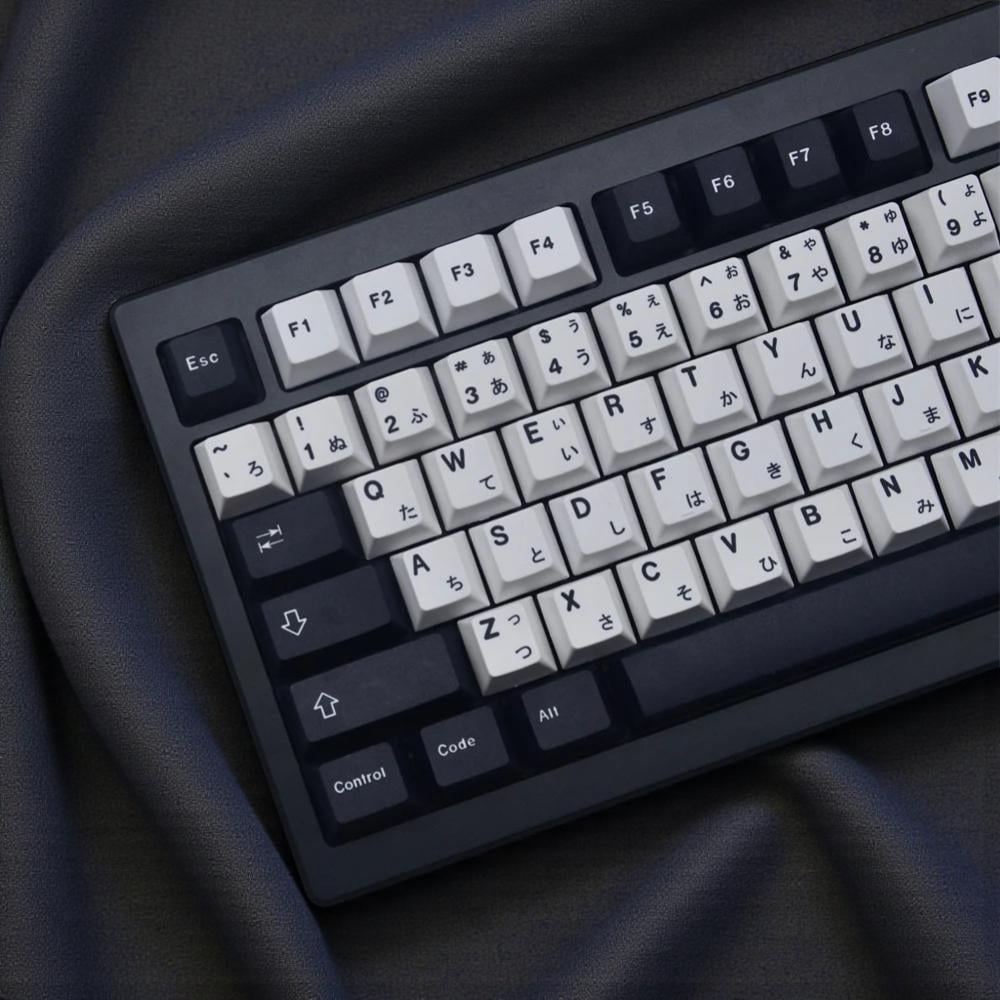 Black N White Japanese PBT Keycap Set | 5-side Dye-sub | Cherry